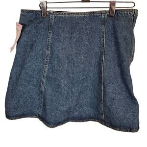 Deadstock 90s ABE for Honest Jeanswear Denim Skirt Paneled Side Zip Blue Large